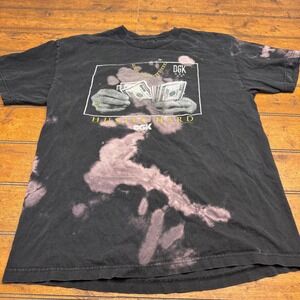 DGK Hustle Hard Bleach Wash Graphic Tee‎ Mens Large Black Money Graphic T-Shirt